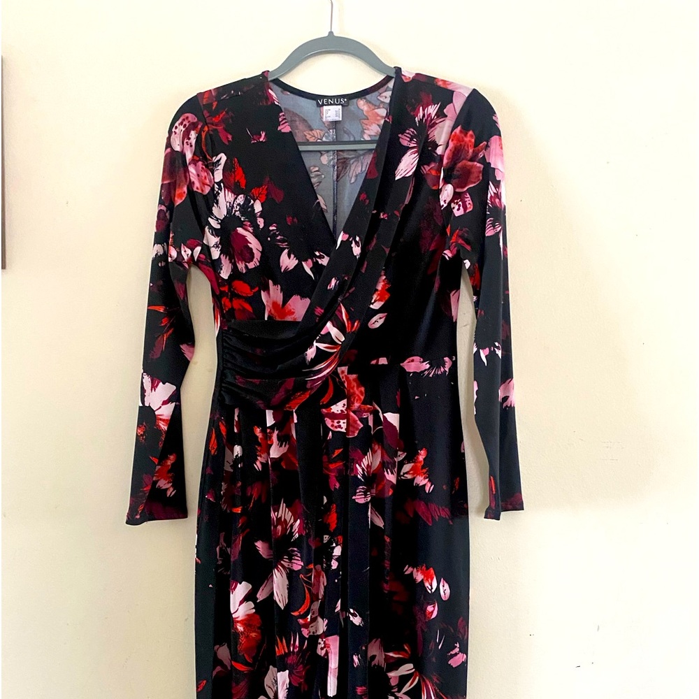 Venus Black Floral Dress